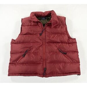 Vintage Daniel Cremieux Mens XL Heavy Down Puffer Vest Red Quilted Hiking Warm